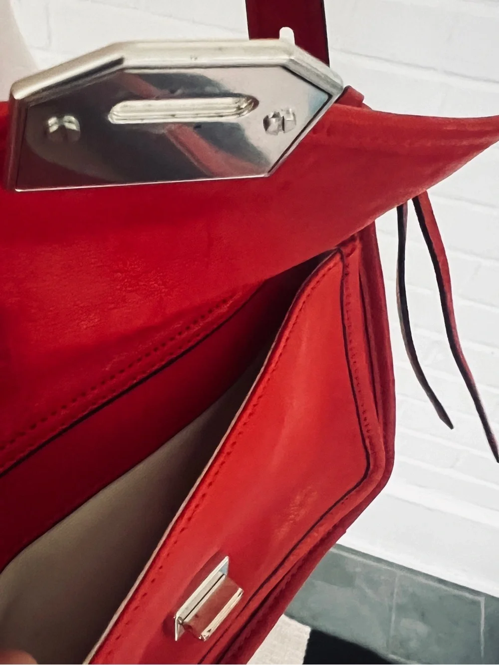 rag & bone Red Small Field Messenger Leather Bag Never Used